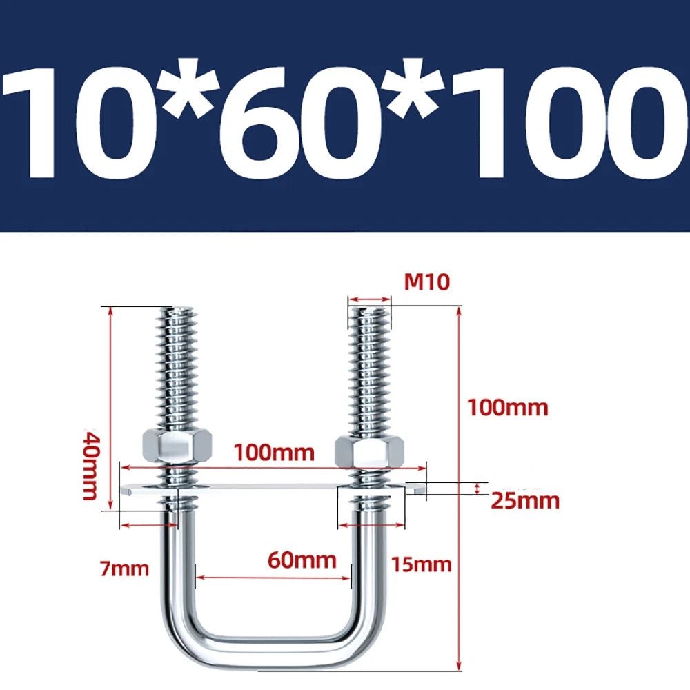 Square U - Bolts with Plate and Nuts – M6 M8 M10 M12 Zinc Plated, Trailer & Pipe Clamp Fasteners - HomeDIYer