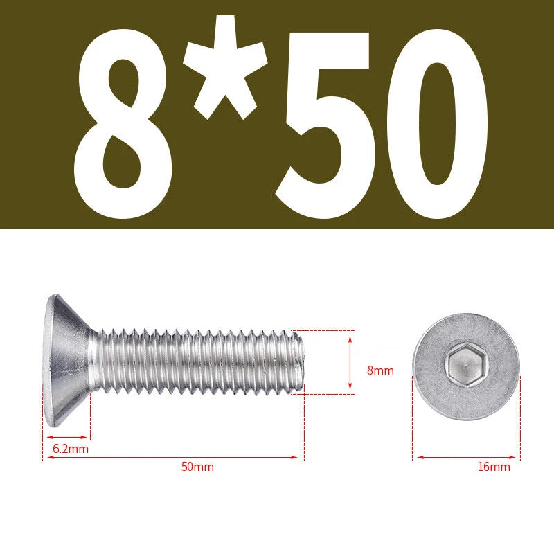 Allen Countersunk Head Screws V4A Steel Hexagon Socket Flat Head Machine Screw