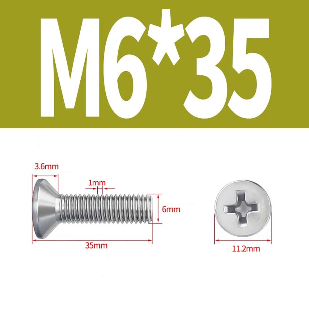 M2 to M8 A4 316 Stainless Steel Phillips Countersunk Screws DIN 965 Marine Grade