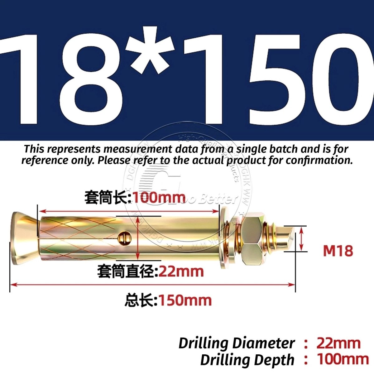 Concrete Expansion Anchor Bolts M6–M20, Extra Long Masonry Wall Screws – Iron Blue White Zinc / Iron - colour Zinc - HomeDIYer