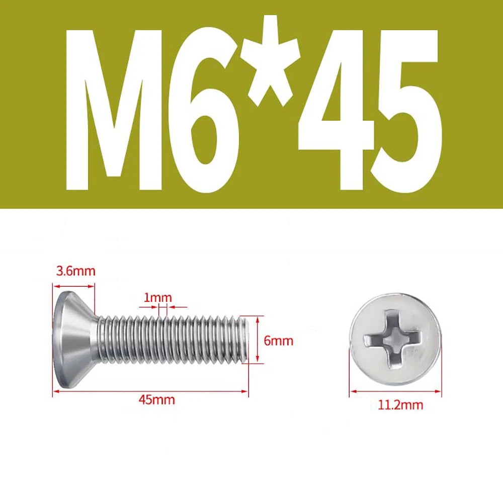 M2 to M8 A4 316 Stainless Steel Phillips Countersunk Screws DIN 965 Marine Grade