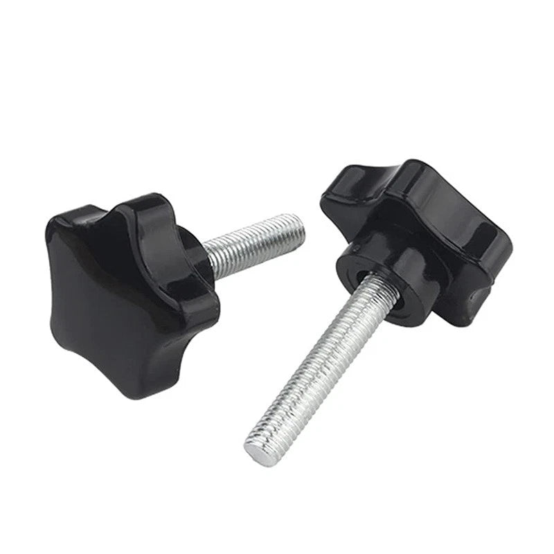 Thumb Screws M8 Hand Knob Bolts Plastic Five-Star Head Black Length 20-80mm