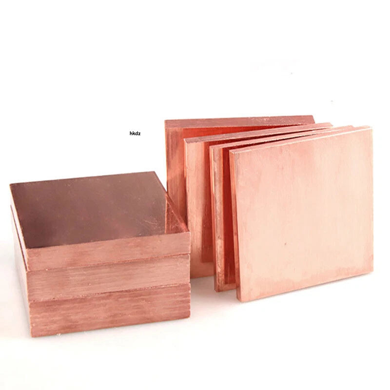 T2 Pure Copper Plate Sheet Thick 1mm-6mm Cu Metal Block Laser Cut 100/200/300mm