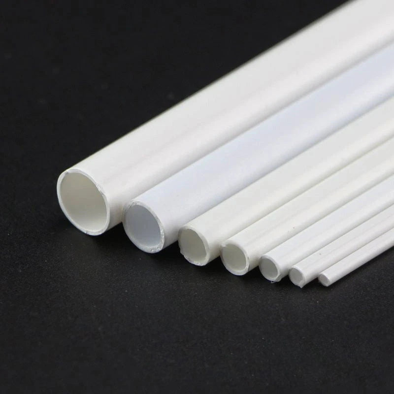 White ABS Round Hollow Tube — Styrene Plastic Pipe for DIY Models & Crafts, 2mm–8mm × 250mm