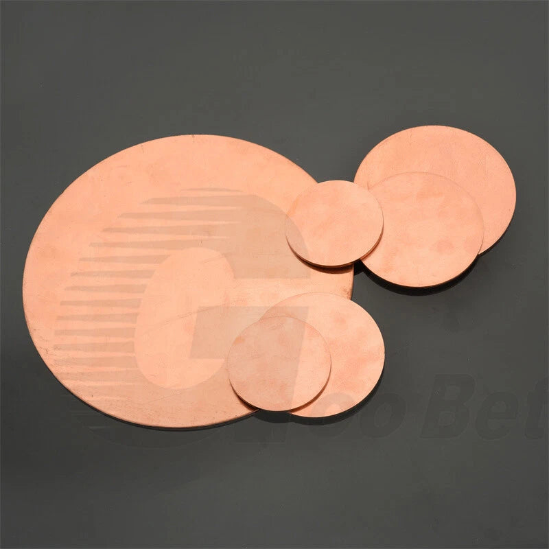 T2 Solid Copper Discs Circle Blanks Metal Round Sheets OD 10-300mm Thick 5mm 6mm