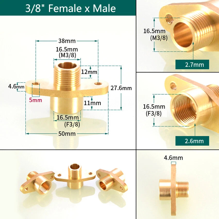 BSP Brass Pipe Fitting Connector Adapter – Flange Fixed, Female/Male Thread