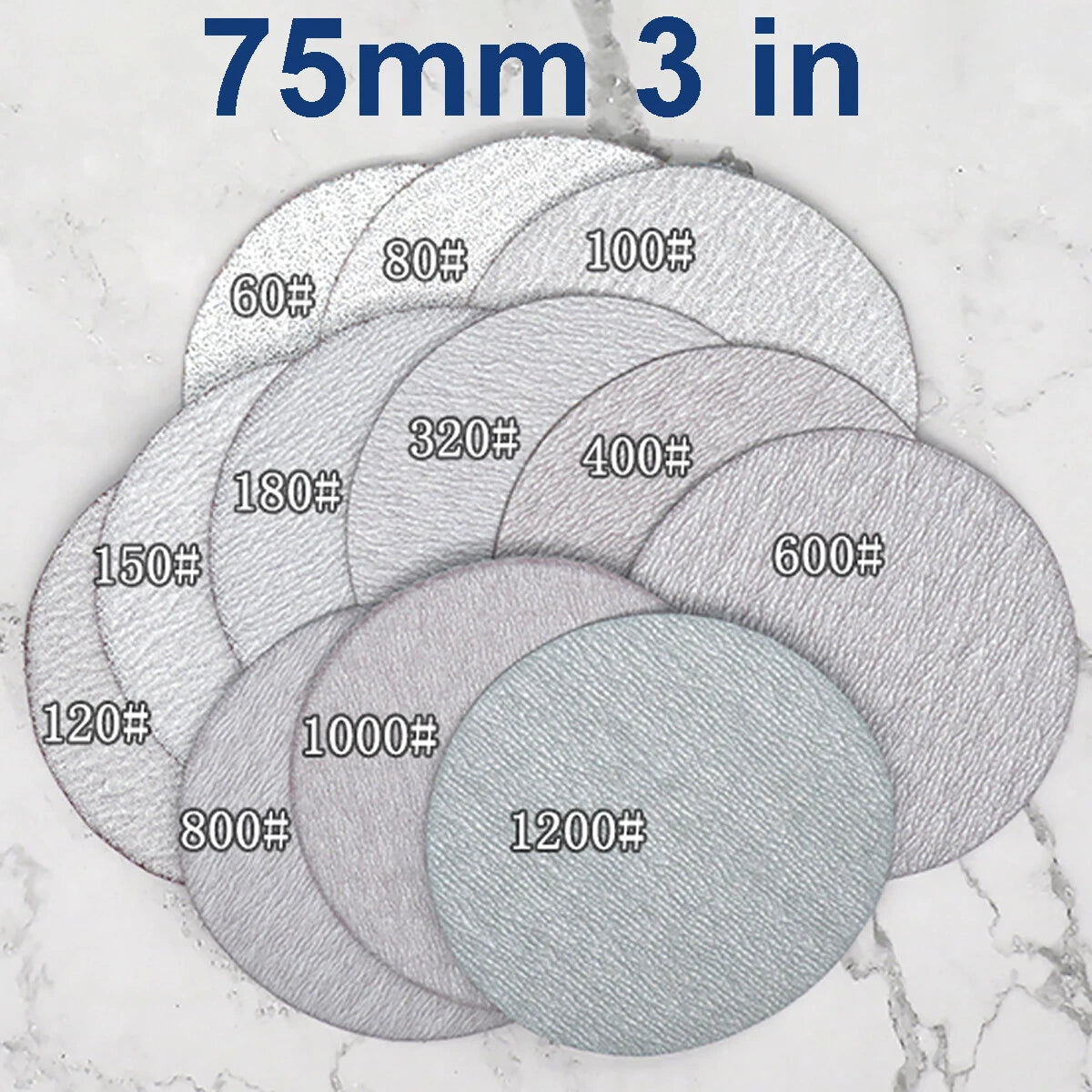 1/2/3/4/5/6/7 inch Hook & Loop Sanding Disc Orbital White Sandpaper Pads Wet Dry
