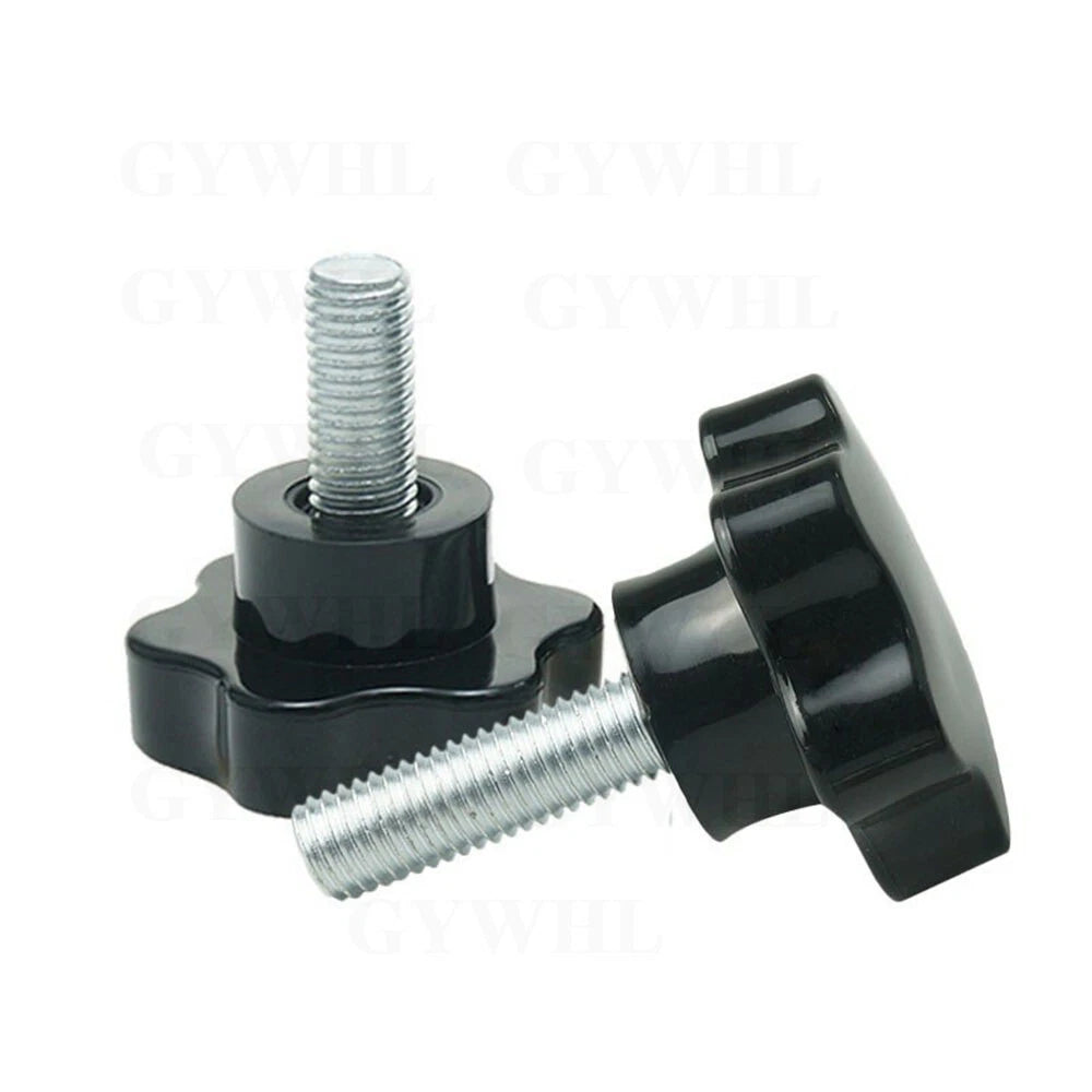 Zinc Plated Thumb Screws Hand Knob Grip Bolt Black Plastic Hexalobular Star Head
