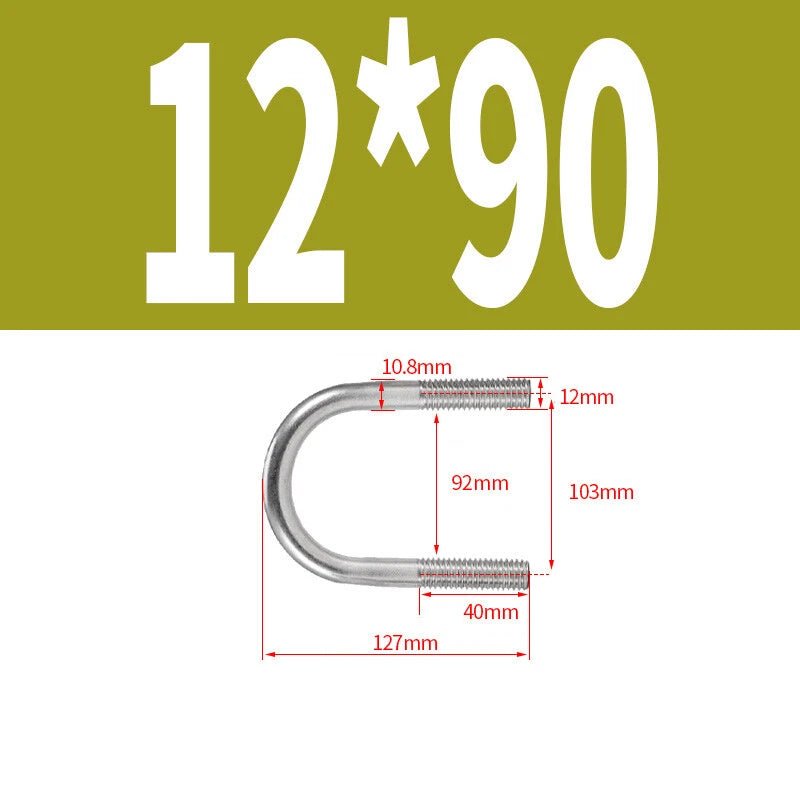 M12 Round Bend U - Bolt – A2 Stainless Steel, 42mm to 328mm - HomeDIYer