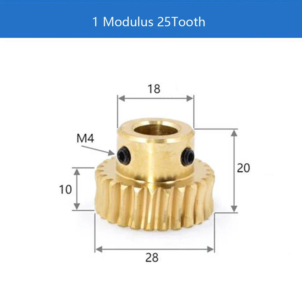 1 Modulus 15-60T Brass Worm Wheel Gear Pitch 3.14mm Transmission Gear,Worm Rod