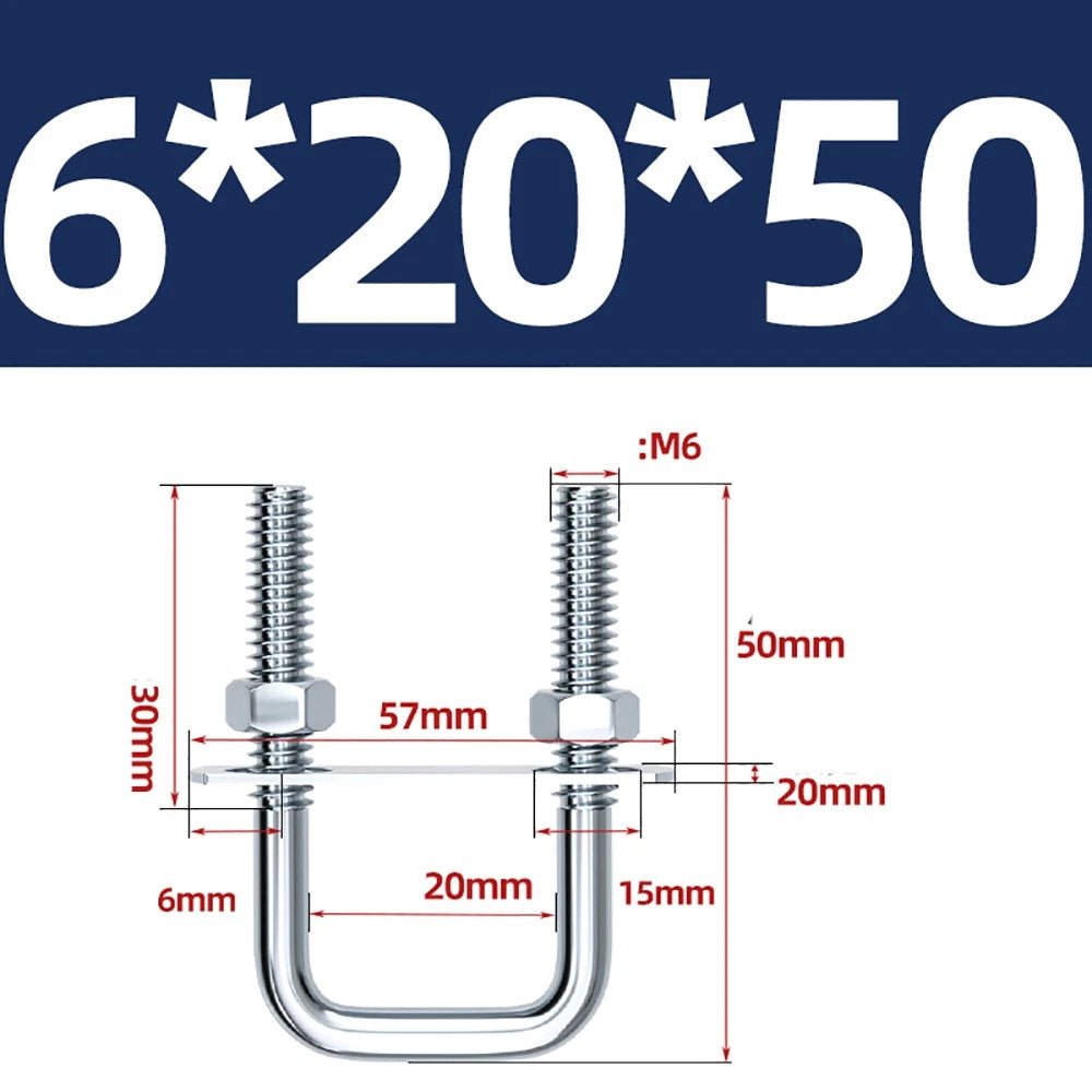 Square U - Bolts with Plate and Nuts – M6 M8 M10 M12 Zinc Plated, Trailer & Pipe Clamp Fasteners - HomeDIYer