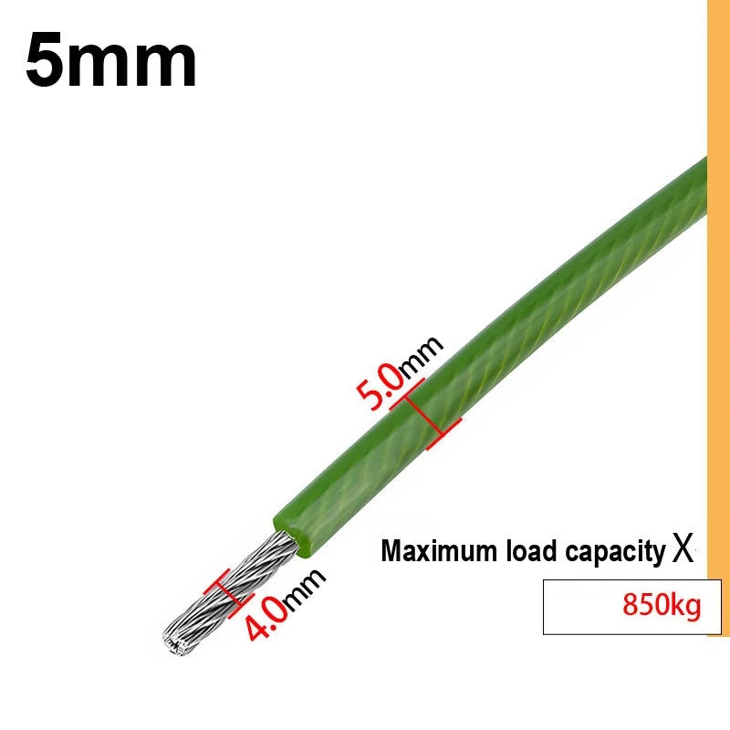 Stainless Steel Wire Rope Metal Cable Rigging 7x7 Pvc Plastic Coated 2,3,4,5,6mm