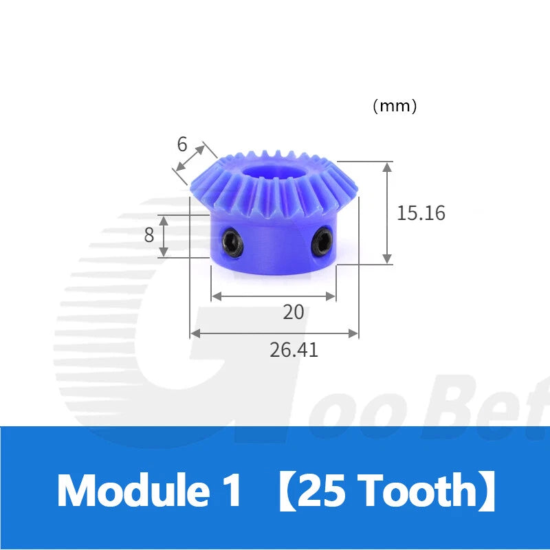 Module 1 1.5 2 2.5 Straight Bevel Gear Set 15 - 30 Tooth 1:1 Pairing Nylon Blue