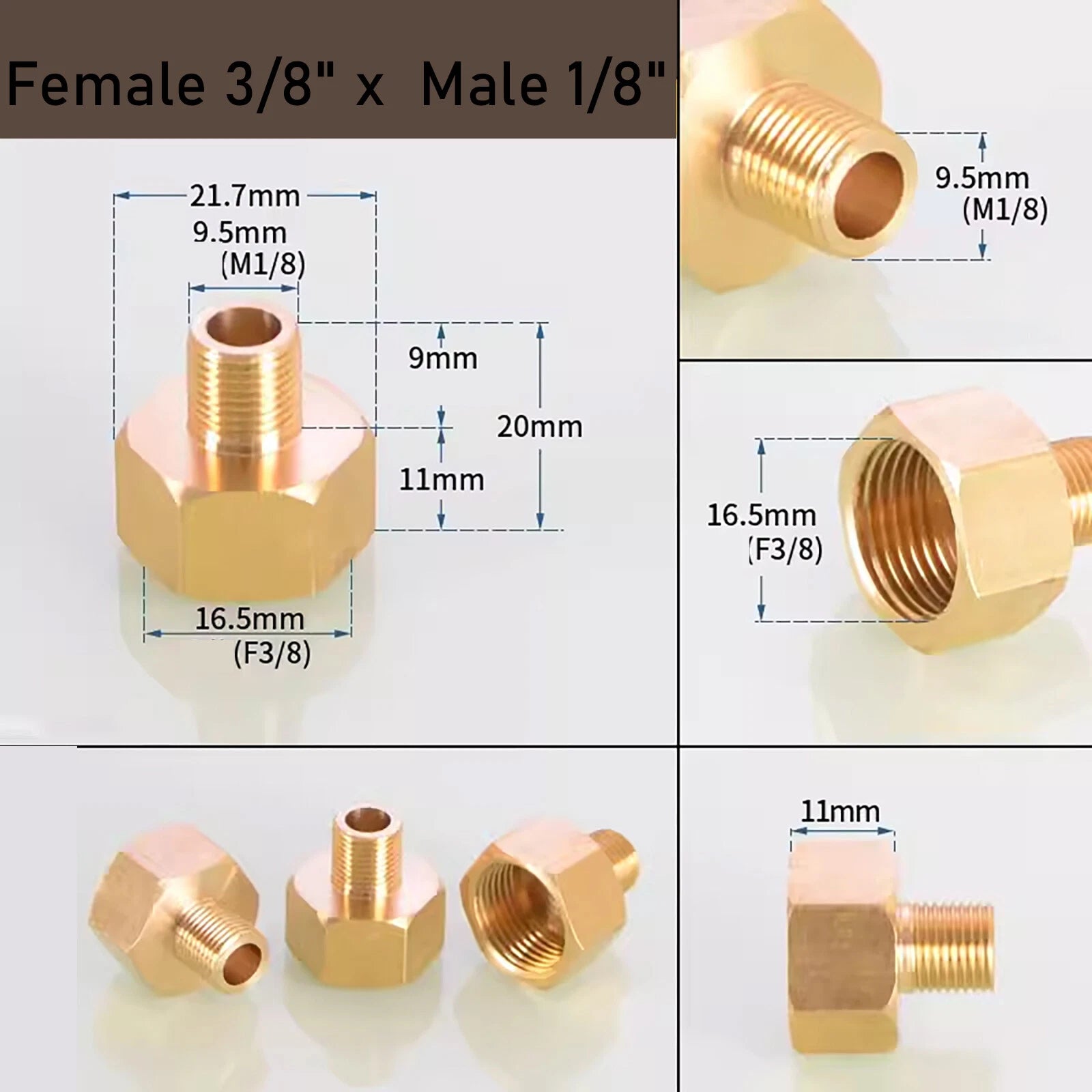 Brass BSP Reducing Nipple Connector — Male to Female Pipe Fitting Adapter (1/8" to 1")