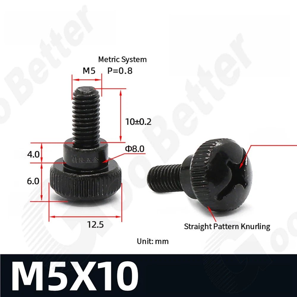 M5 M6 Knurled Thumb Screws Step Head | Hand Grip Knob Bolts | Nickel & Black Zinc Plated - HomeDIYer
