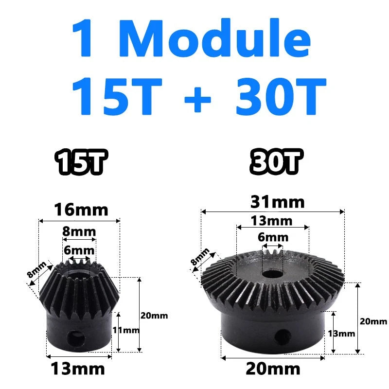 Precision Bevel Gears 0.5/1/1.5/2/2.5 Module 12/24 Teeth -35/70 Teeth Bevel Gear