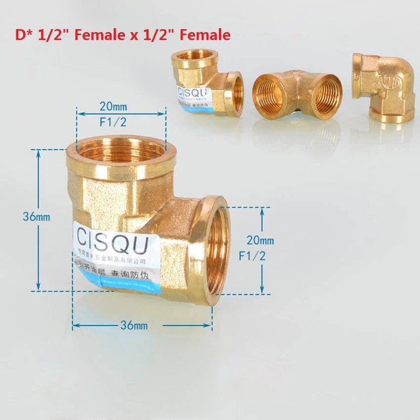 Brass NPT Pipe Fittings – 1/2" & 3/4" Male Female Thread Adapter Connector