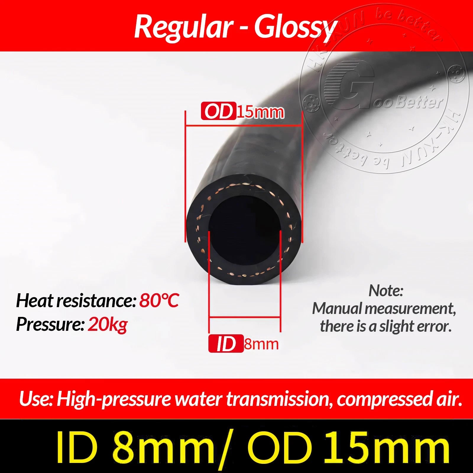 Reinforced Rubber Hose — Fuel, Brake Fluid & Oil Line | 6mm–25mm ID, Cut to Length