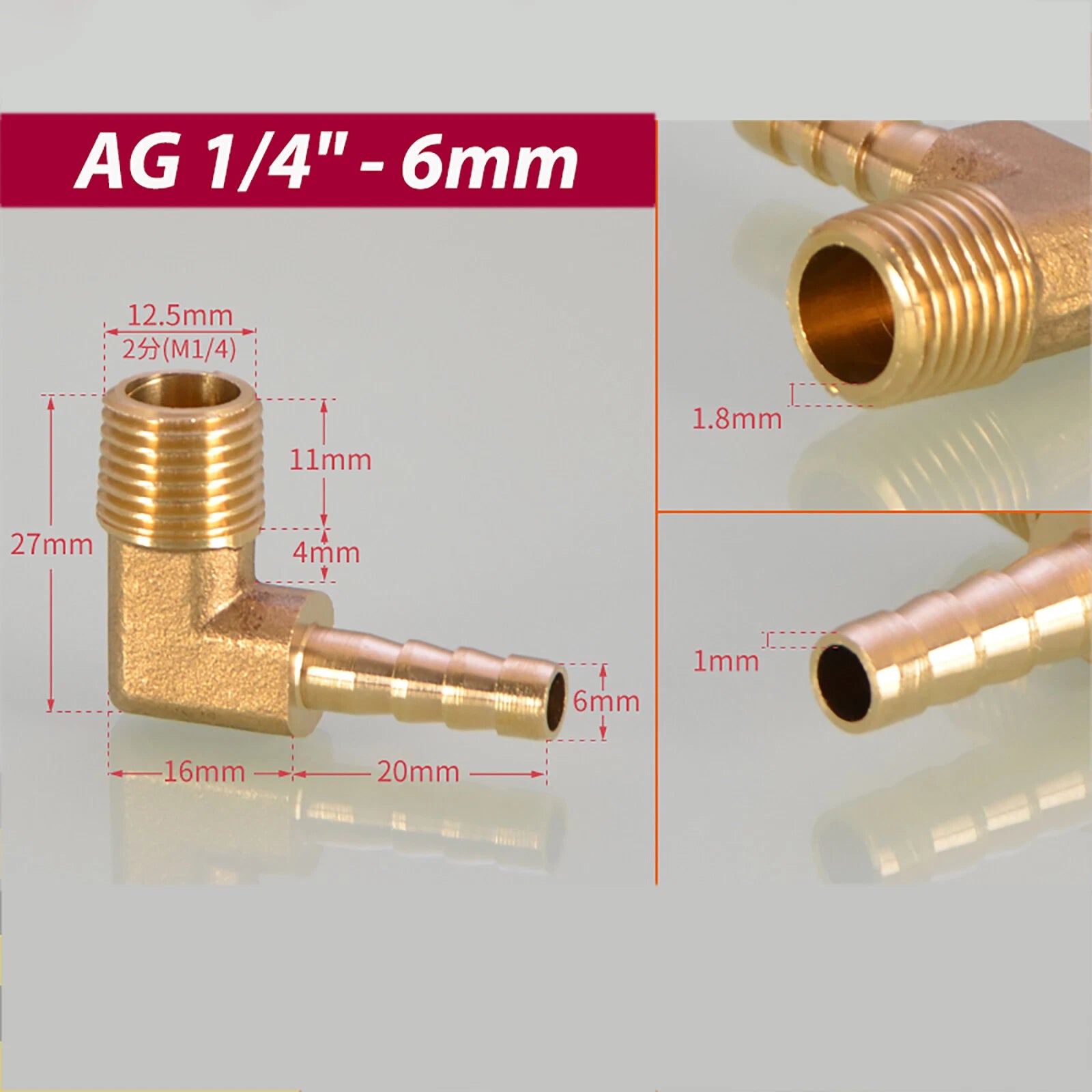 Brass 90° BSP Male Elbow x Barbed Hose Tail Fitting – Air & Water Pipe Connector