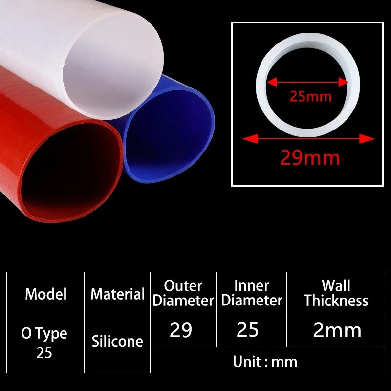 Silicone Rubber Pipe Sleeve — Round O-Shaped Soft Hose, ID φ20mm–225mm × 1M