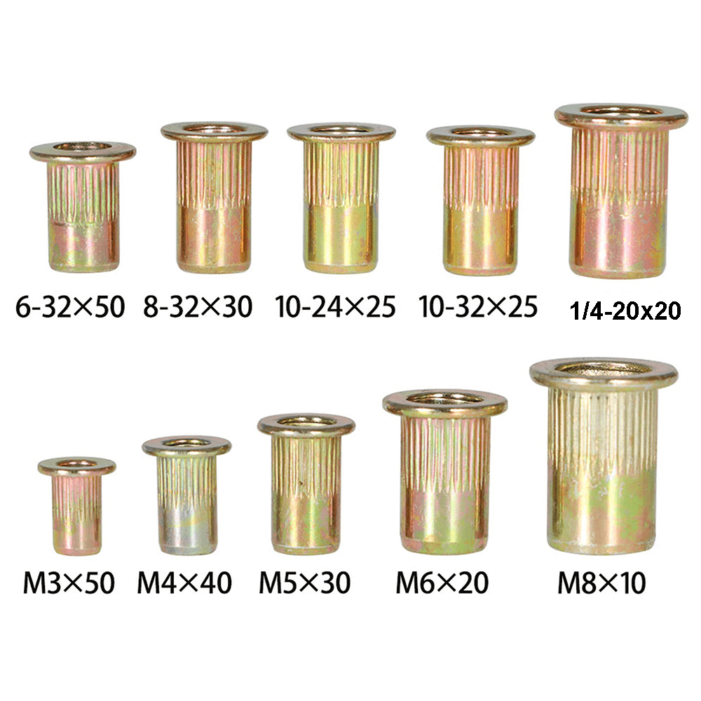 300PCS Zinc Steel Rivet Nut Kit Rivnut Nutsert Assort 150Pcs SAE + 150Pcs Metric - HomeDIYer