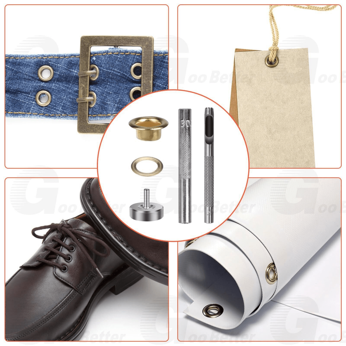 200Pcs Grommet Kit Eyelet Leather Craft Fabric Canvas Hole Punch Tools 1/4 inch - HomeDIYer