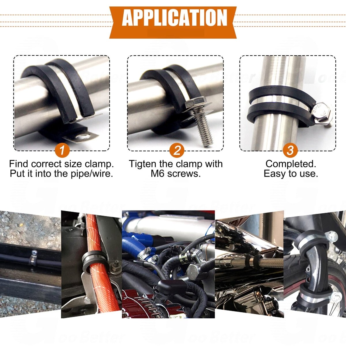 52pcs Cable Clamps Rubber Insulated Clamp Stainless Steel Fuel Line Tubing Clamp - HomeDIYer