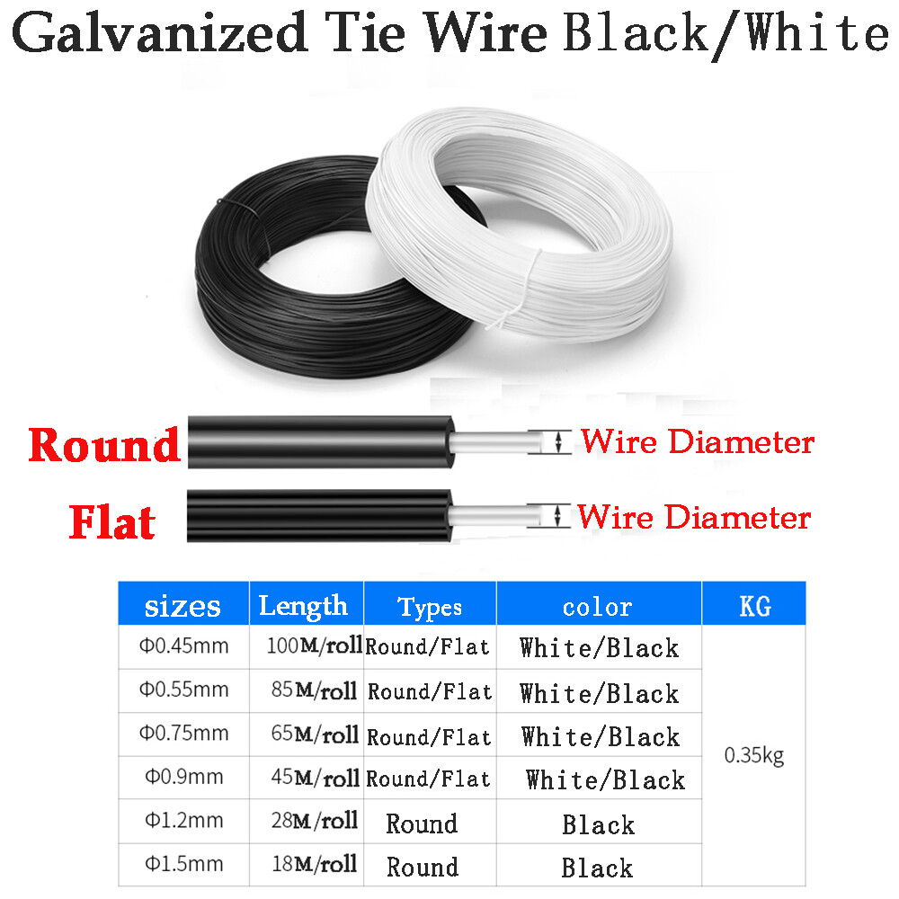 Galvanised Garden Wire Heavy DutyPlant Tie Fencing Wire 45 - 100m Long WhiteBlack - HomeDIYer
