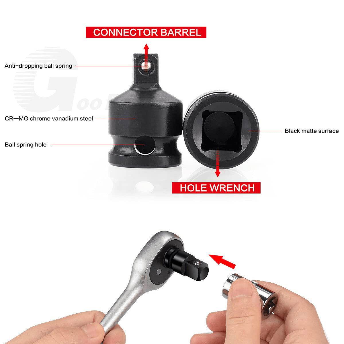 6Pcs Impact Socket Adaptor Tools Set 1/4" 3/8"~ 3/4" Drive Step Up/Down Reducer - HomeDIYer