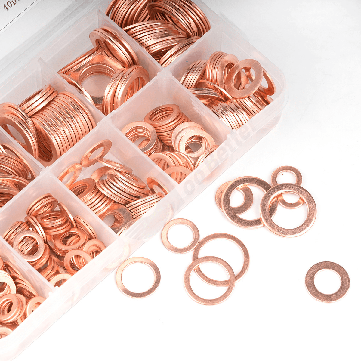 400Pcs Copper Gasket Car Engine Washers Metric Crush Seal Flat Ring M5 - M14 Set - HomeDIYer