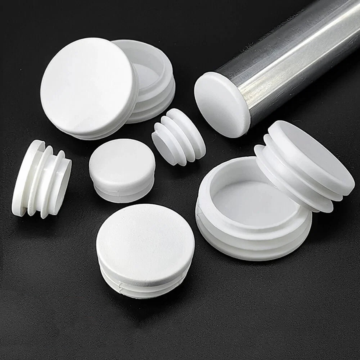 Round Plastic Blanking End Caps Pipe Tube Inserts Plugs Bungs White 16mm-100mm