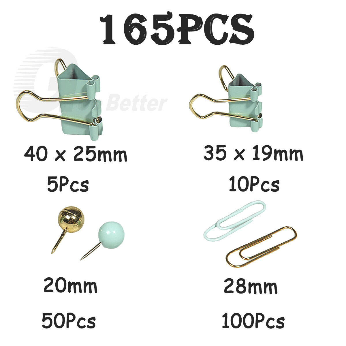 165 Pcs Foldback Staples Paper Clips/Letter Clips For Cards Office Documents - HomeDIYer