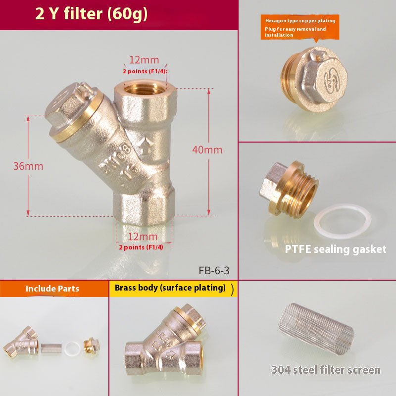 NPT Thread Y Shaped Brass Strainer Filter Valve Connector For Water Oil UE - HomeDIYer