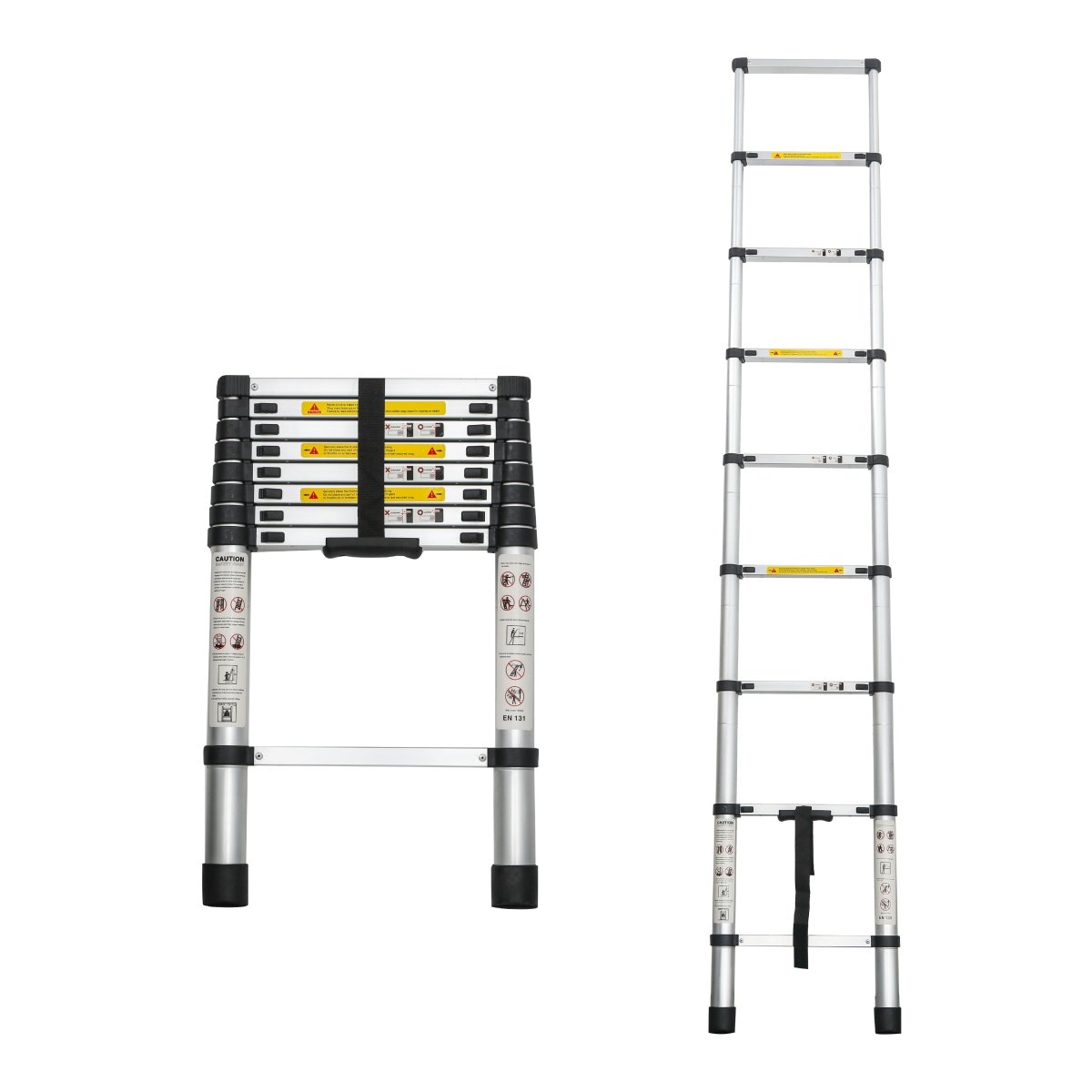 Telescoping Ladder 8.5FT, Telescopic Extension Ladder, Aluminum Alloy Folding Ladder Portable Multi - Purpose for Indoor Outdoor Work, Heavy Duty 300 lbs Load - HomeDIYer