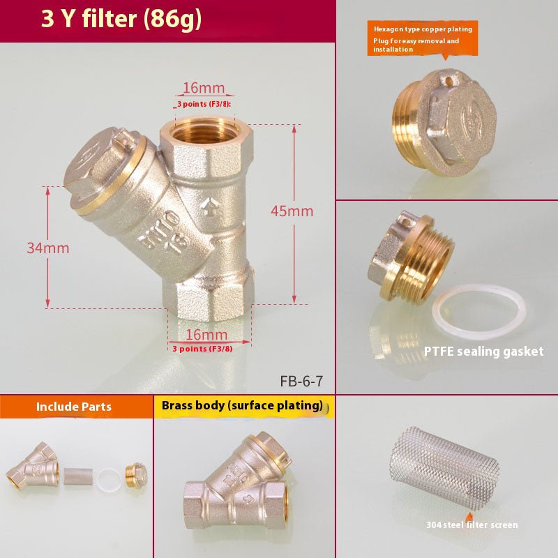 NPT Thread Y Shaped Brass Strainer Filter Valve Connector For Water Oil UE - HomeDIYer