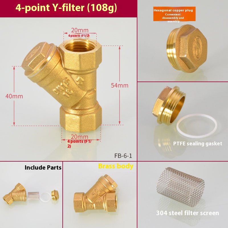 NPT Thread Y Shaped Brass Strainer Filter Valve Connector For Water Oil UE - HomeDIYer