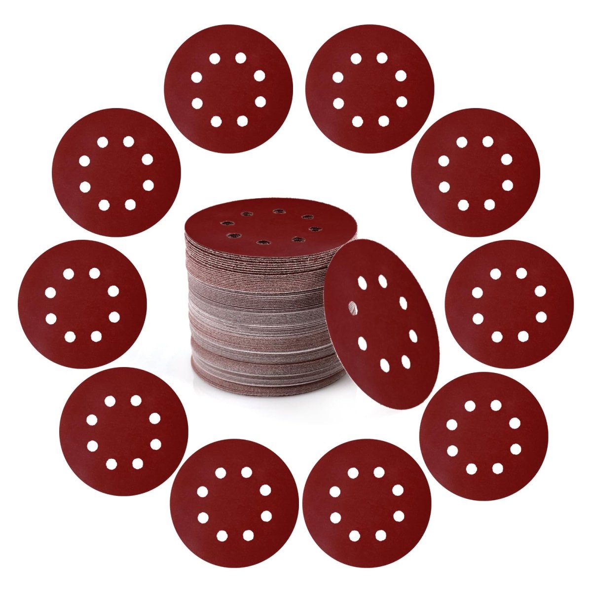 125mm 5" Sanding Discs 8 Hole 40 - 600 Grit Orbital Sander Sheets Sandpaper Pads - HomeDIYer