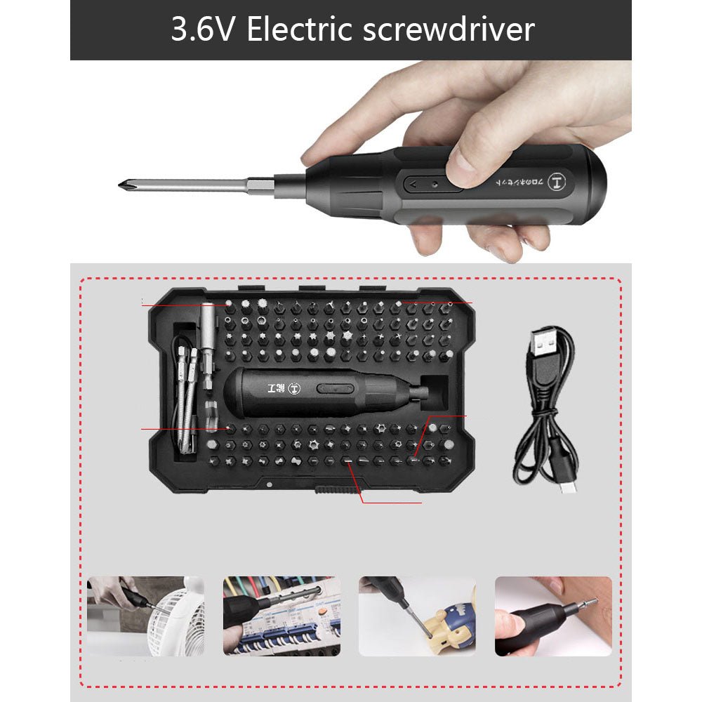 Mini Precision 66PC Electric Screwdriver Set Rechargeable 3.6V - HomeDIYer
