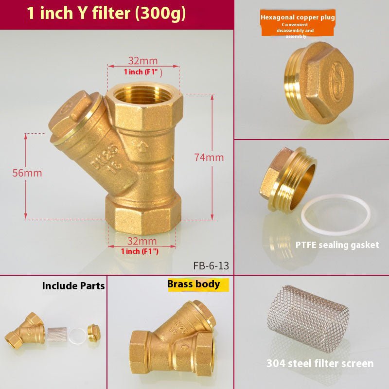 NPT Thread Y Shaped Brass Strainer Filter Valve Connector For Water Oil UE - HomeDIYer