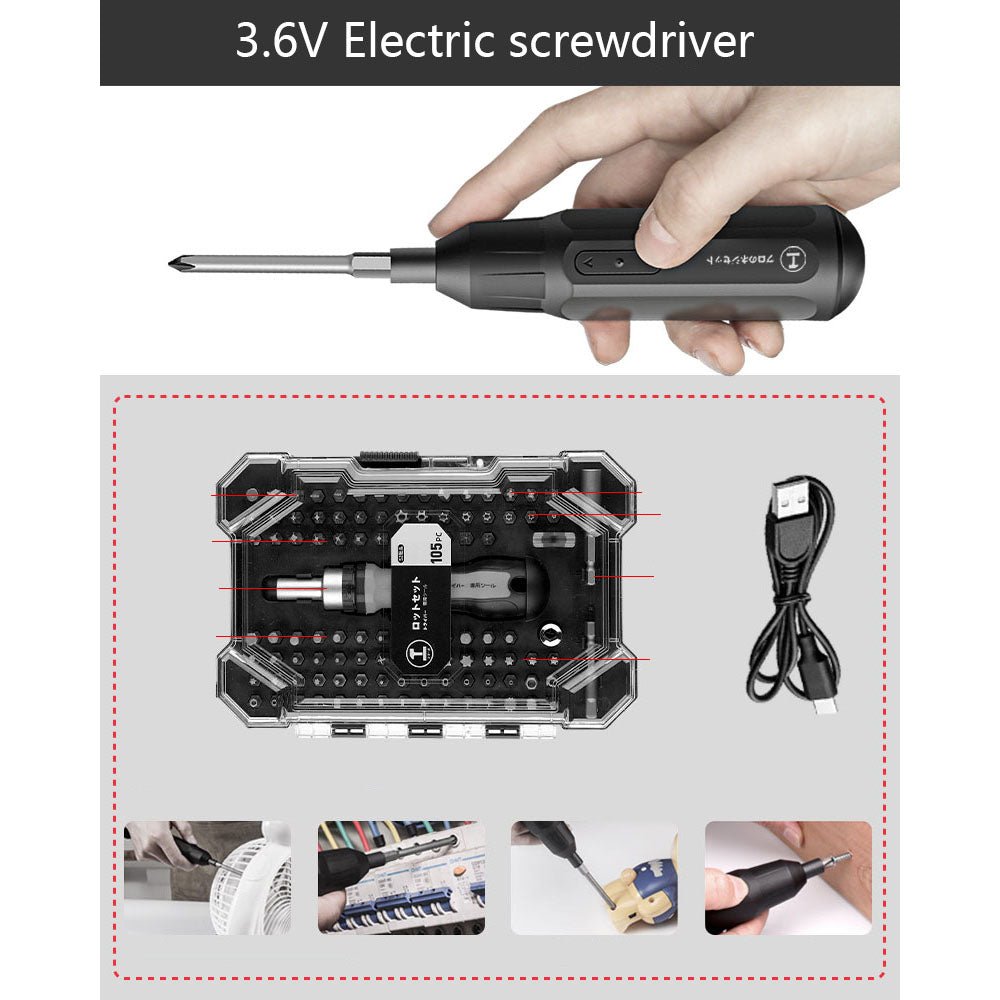 Mini Precision 66PC Electric Screwdriver Set Rechargeable 3.6V - HomeDIYer