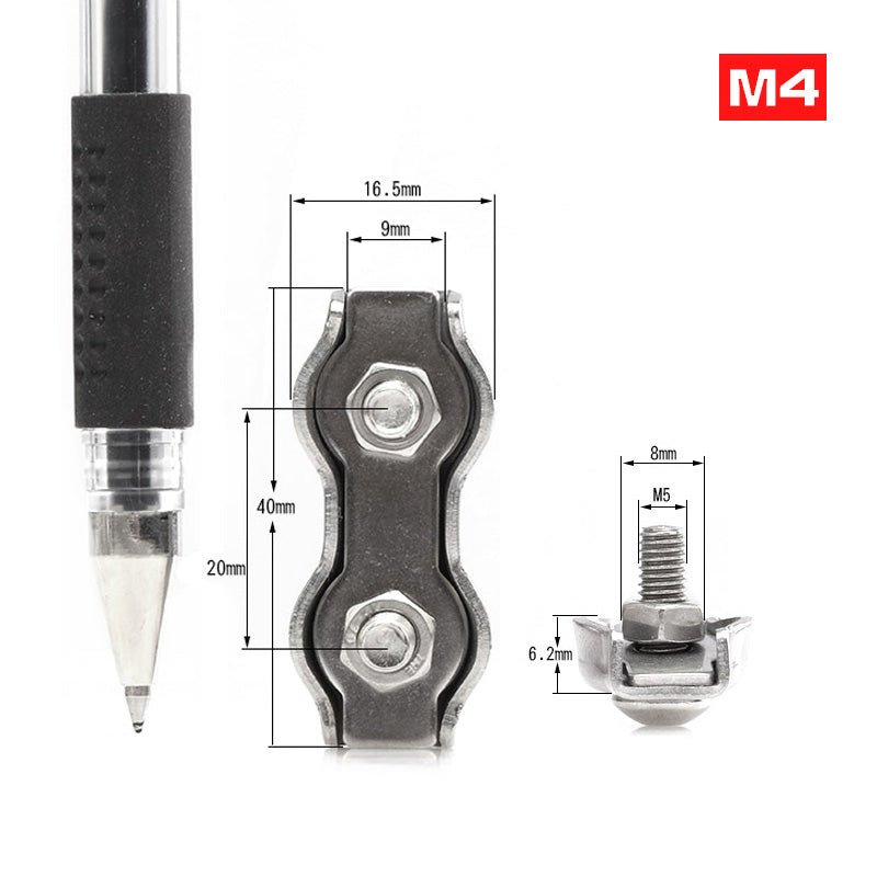 M2 - M10 Stainless Steel Wire Rope Grip Double clamp Cable Clamp Fastening Clips - HomeDIYer