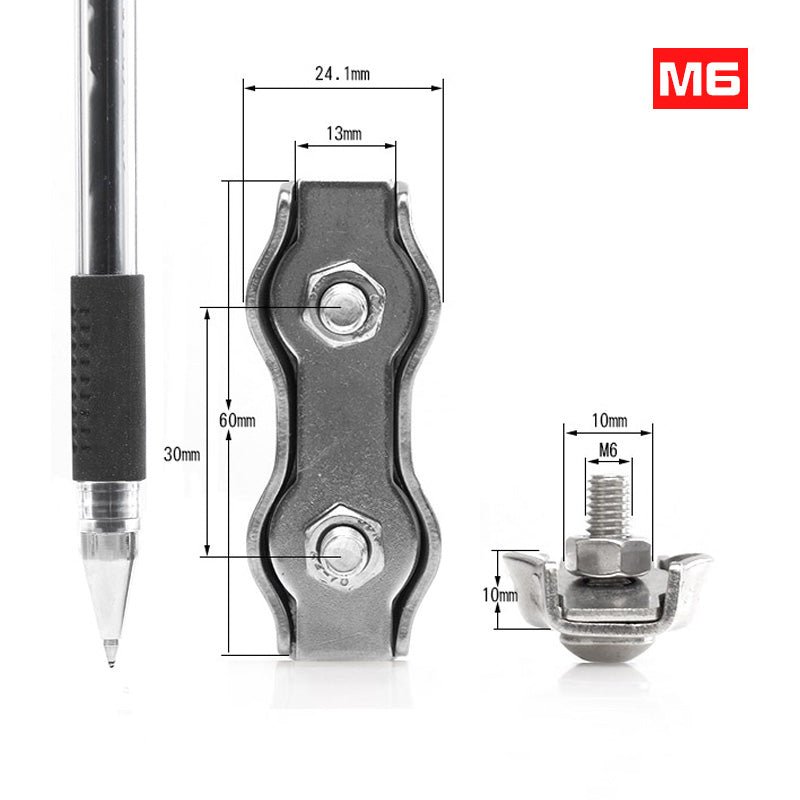 M2 - M10 Stainless Steel Wire Rope Grip Double clamp Cable Clamp Fastening Clips - HomeDIYer