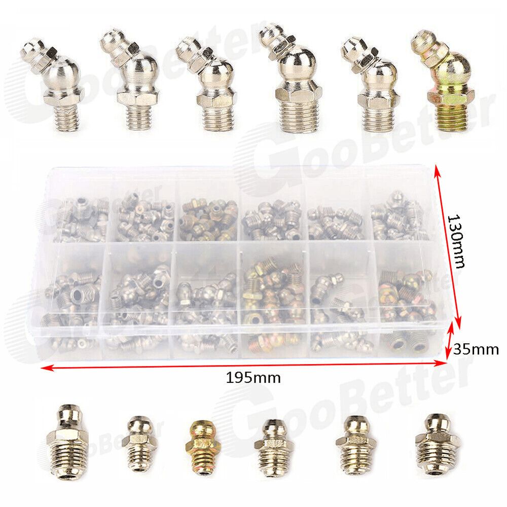 140Pcs Grease nipple assortment Tapered grease nipple 45° 1/8 1/4 M6 M8 M10 DIN71412 - HomeDIYer