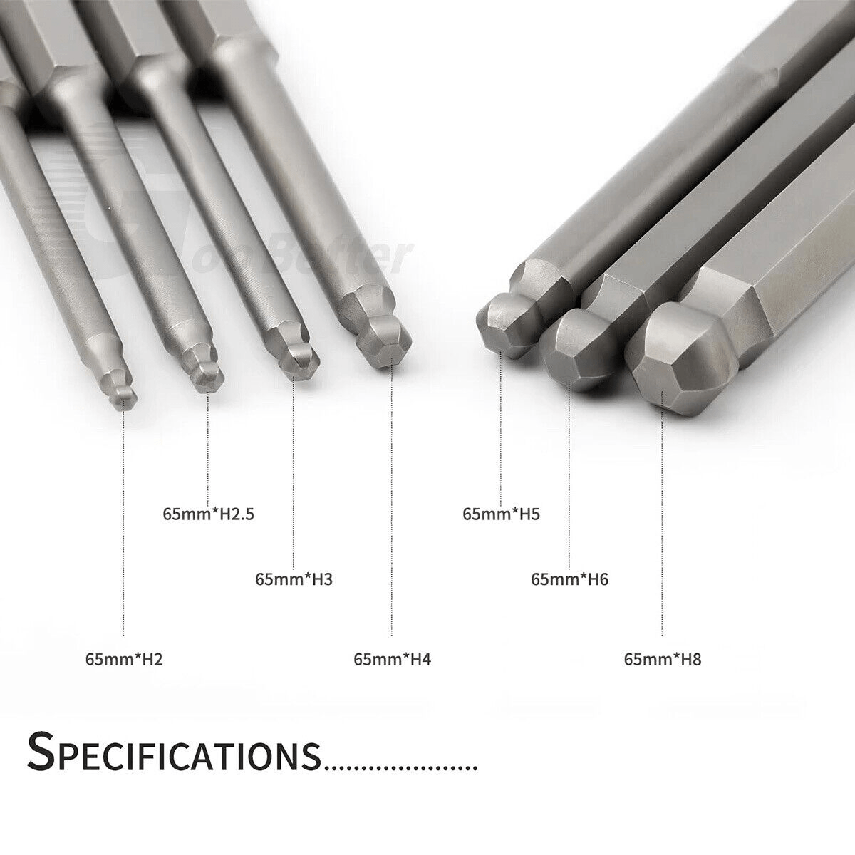 65mm/100mm Magnetic Ball End Hexagon Head 1/4" Screwdriver Bits Drill Set S2 Steel - HomeDIYer