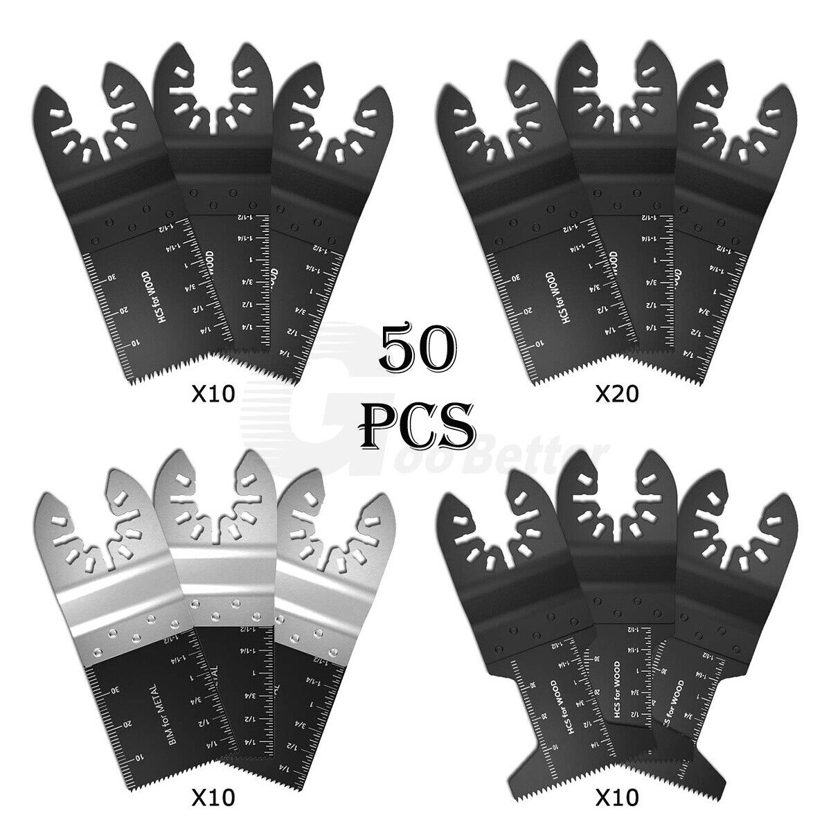 50Pcs Oscillating Multi Tool Saw Blades Universal 34 - 44mm Sets Wood Metal Cutter - HomeDIYer