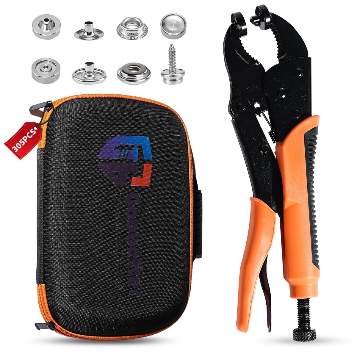 Snap Button Kit, Heavy Duty Snap Fastener Tool, Snaps Pliers for Metal Snaps Includes 80 Sets 15mm, Adjustable Snap Setter Tool for Fastening Repairing Boat Covers Canvas - HomeDIYer