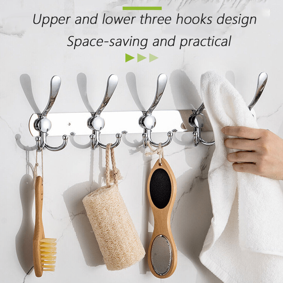 Stainless Steel Hooks Bathroom Hooks Silver - 5 Hooks - HomeDIYer