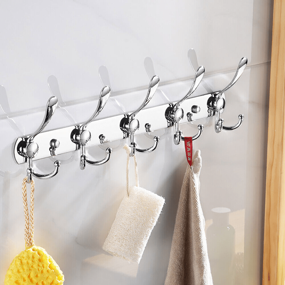 Stainless Steel Hooks Bathroom Hooks Silver - 5 Hooks - HomeDIYer