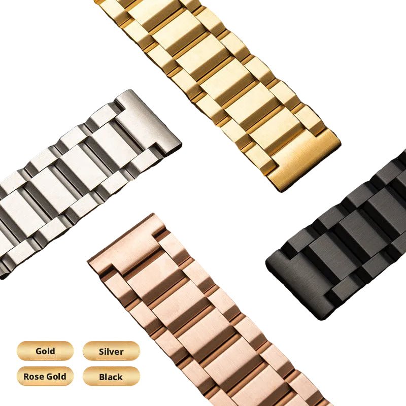 Stainless Steel Watch Band 18–25mm, 4 Colors, Side-Folding Clasp - HomeDIYer