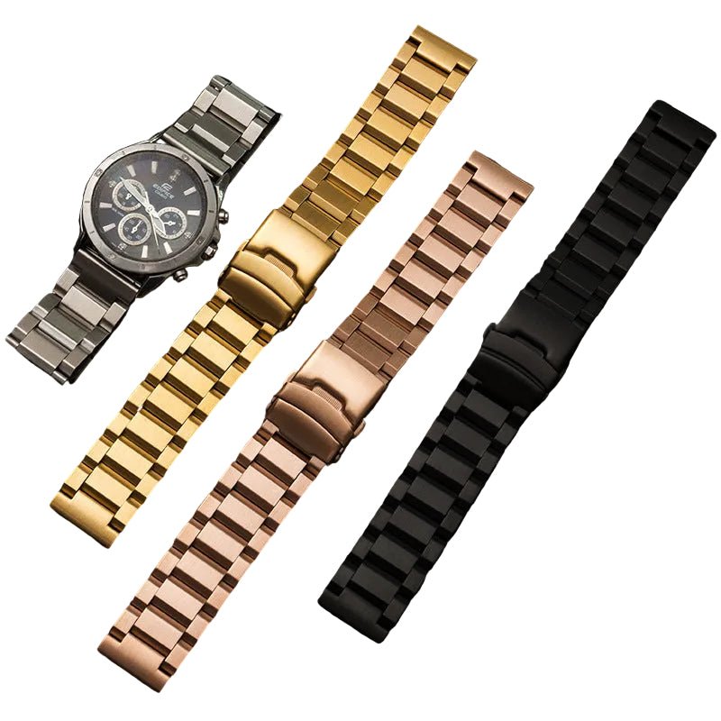 Stainless Steel Watch Band 18–25mm, 4 Colors, Side-Folding Clasp - HomeDIYer
